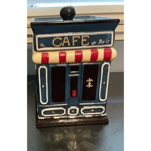 Jennifer Garant Certified International Cafe de Paris Ceramic Canister Blue Red